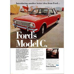 1967 Ford Model C GT 2 Door Vintage Print Ad Beach Surfer Clamshell Wall Art